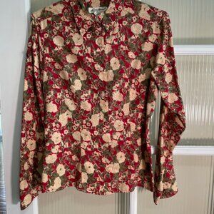 Eddie Bauer Long Sleeve Blouse Red